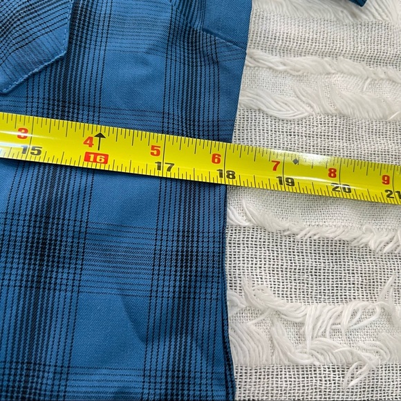 Dixxon Flannel Shirt Womens Sz M  Caicos Blue Black Plaid Short Sleeve Western - Picture 11 of 11